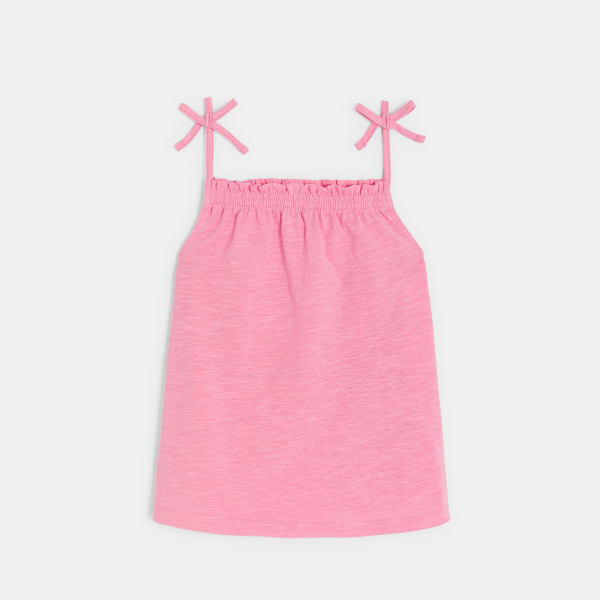 قميص داخلي سادة بحمالات رفيعة بلون الحلوى الوردية للفتيات